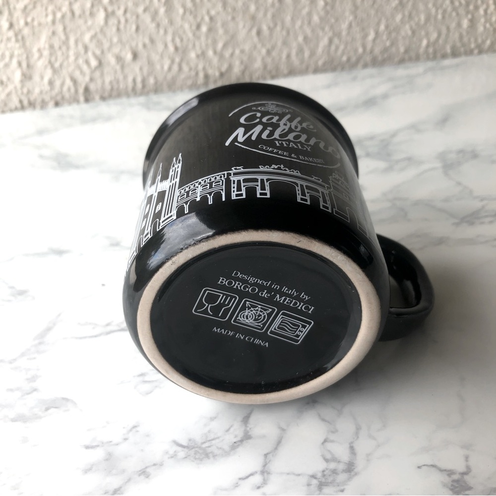 Caffe Milano Ceramic Black and White Mug. 8oz. New - Picture 5 of 5